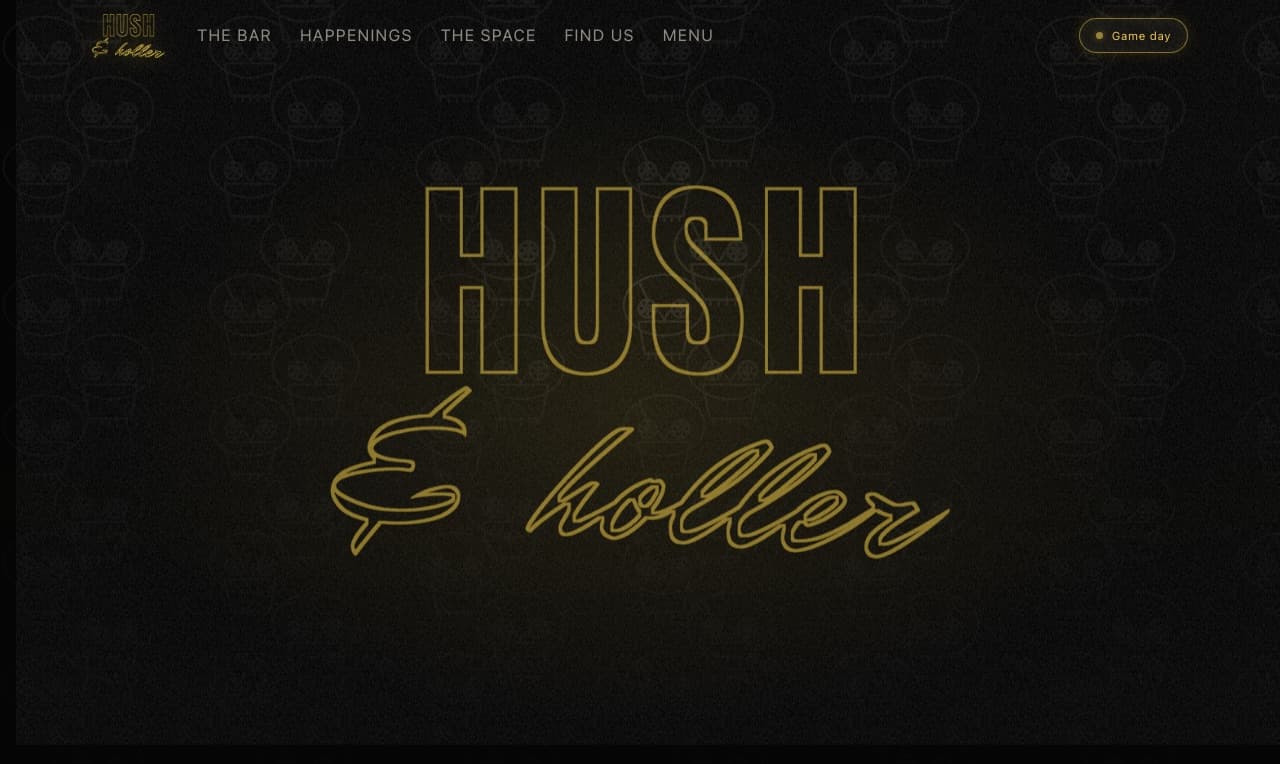 Hush & Holler on a desktop screen