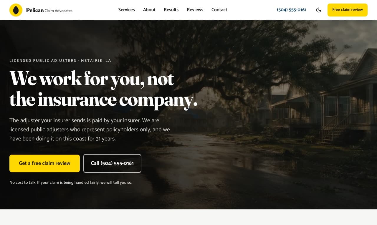 Pelican Claim Advocates on a desktop screen